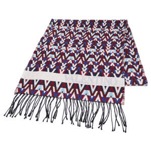 VALENTINO XY2ER033WXV V-logo pattern wool silk fringe stole/scarf 35cm x 180c...